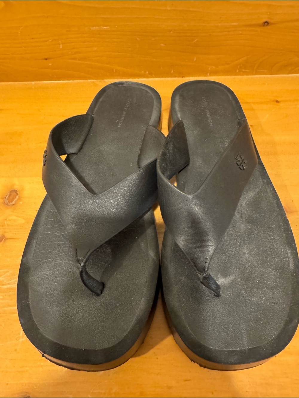 Tory Burch Black Leather Platform Thong Sandals
